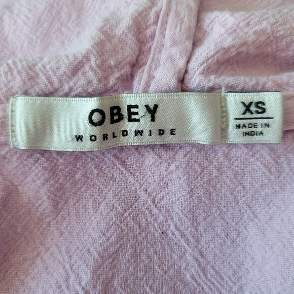 OBEY Logo Zipper Purple Hooded Jacket Womens XS - Picture 6 of 7